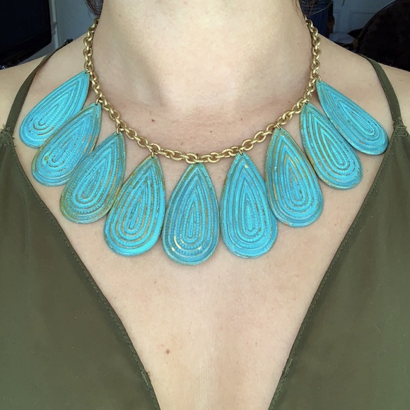 WE DREAM IN COLOUR Chunky Gold & Teal Necklace - Picture 4 of 4